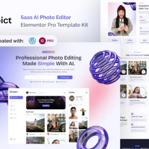 Aipict – Saas AI Photo Editor Website Elementor Pro Template Kit