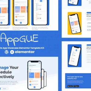 AppGUE – Mobile App Showcase Elementor Template Kit